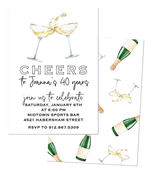 🥂Cheers to 40 years Birthday Invitation