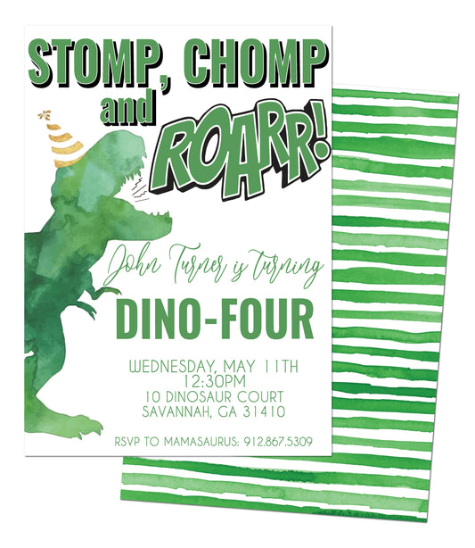 🦖Dino-Four Birthday Invitation
