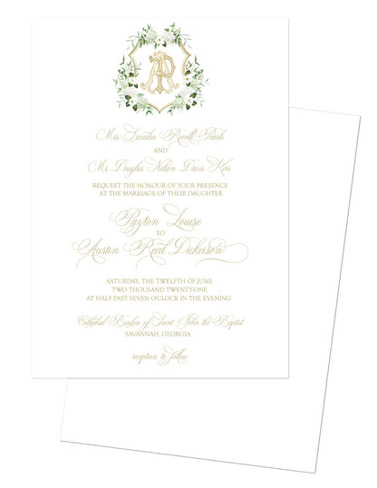 Monogram Crest Wedding Invitation
