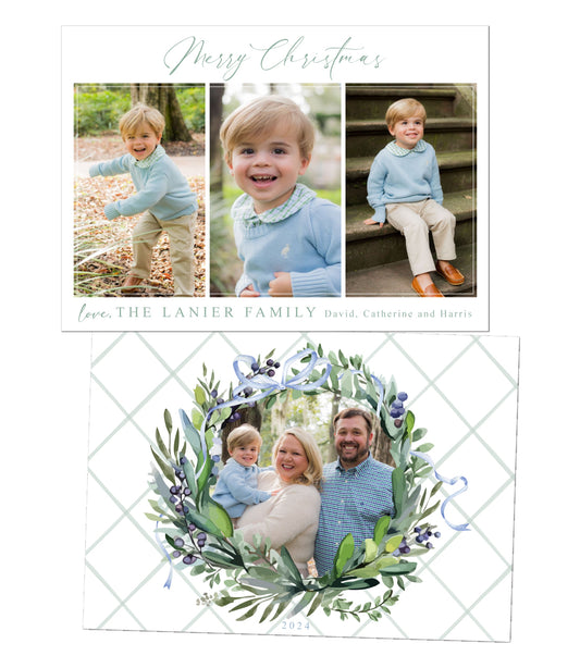 Ribbon Wreath Christmas Card