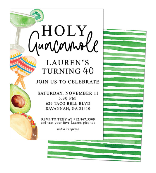 🥑Holy Guacamole Birthday Invitation