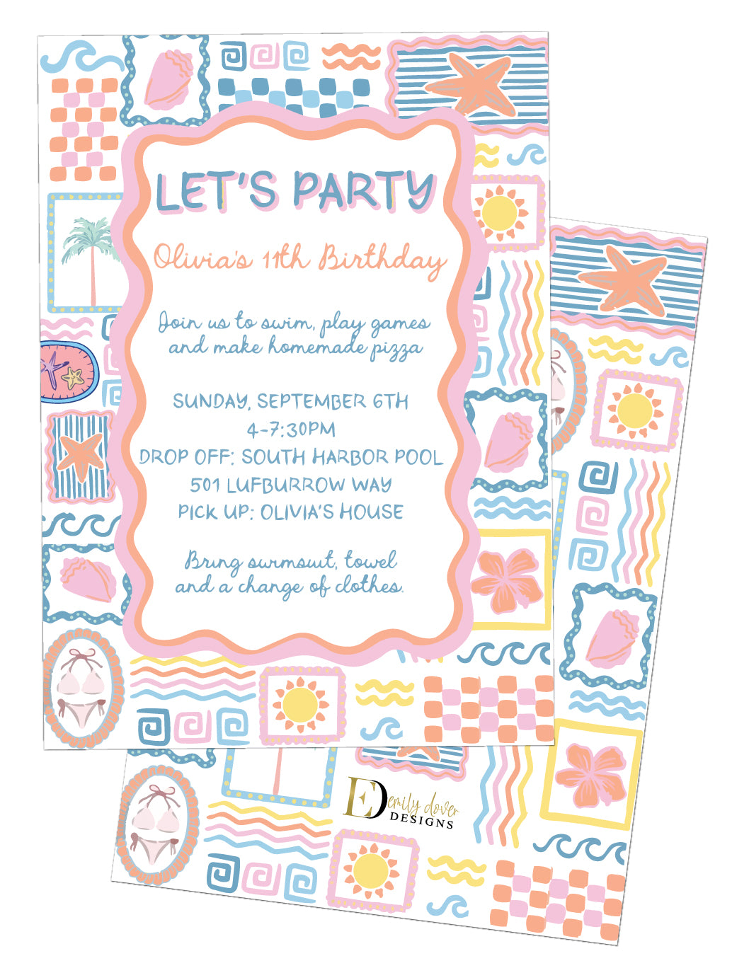 🐚 Whimsical Coastal Birthday Invitation
