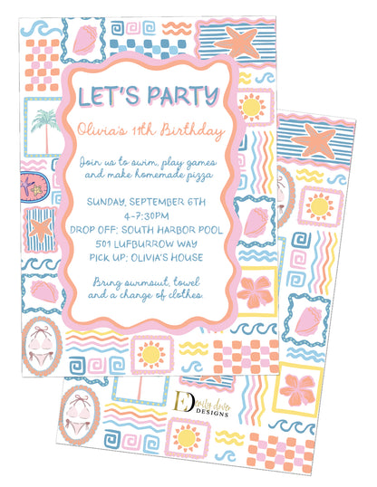 🐚 Whimsical Coastal Birthday Invitation