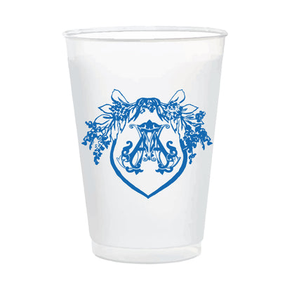 Custom monogram crest 16oz frosted cups