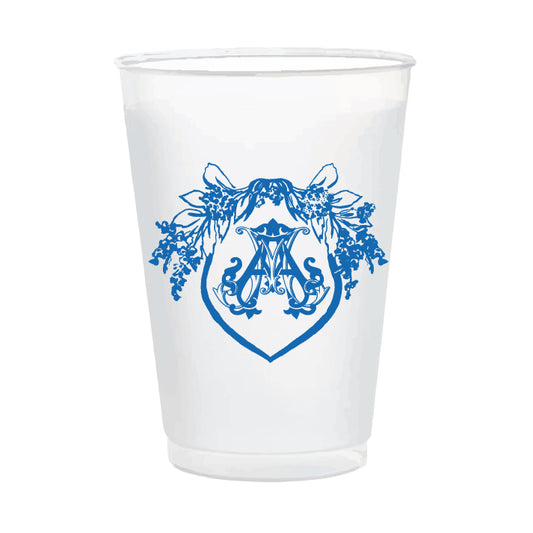 Custom monogram crest 16oz frosted cups