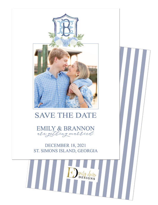 Photo Monogram Crest Save the Dates