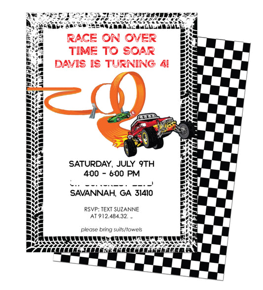 🏎️Race on Over Birthday Invitation
