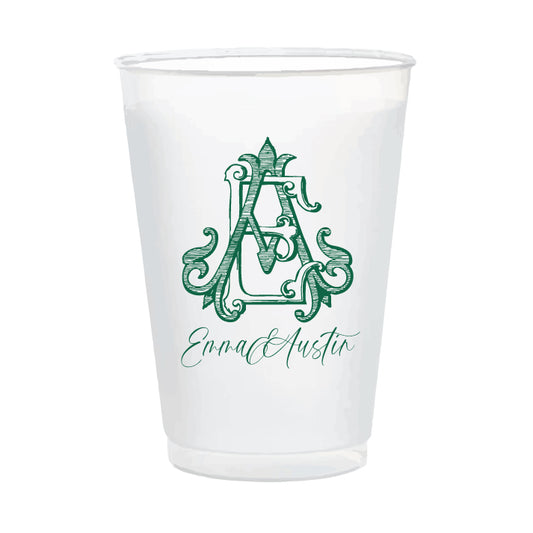 Custom Monogram 16oz frosted cups