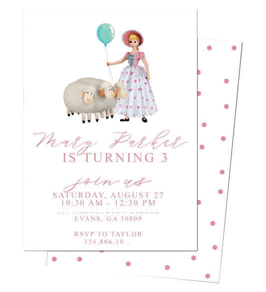 🐑Toy Story Bo Peep Birthday Invitation
