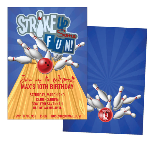 🎳Strike Up Some Fun Bowling Birthday Invitation