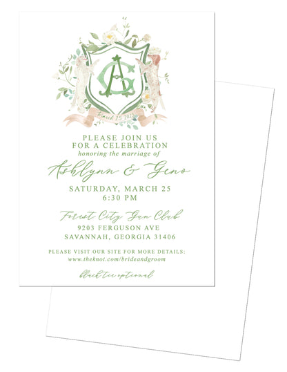 Monogram Crest Wedding Invitation