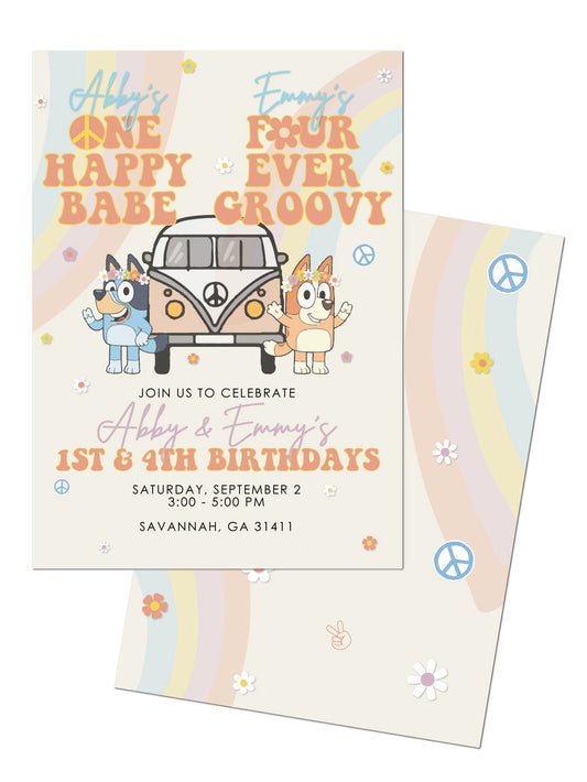 ✌️Groovy Bluey Birthday Invitation