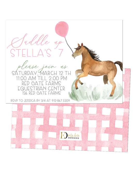 🐎Saddle Up Horse Birthday Invitation