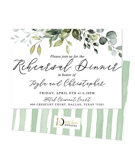 Greenery Rehearsal Dinner Invitation