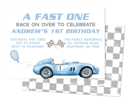 🏎️ A Fast One Birthday Invitation