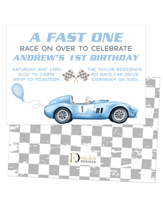🏎️ A Fast One Birthday Invitation