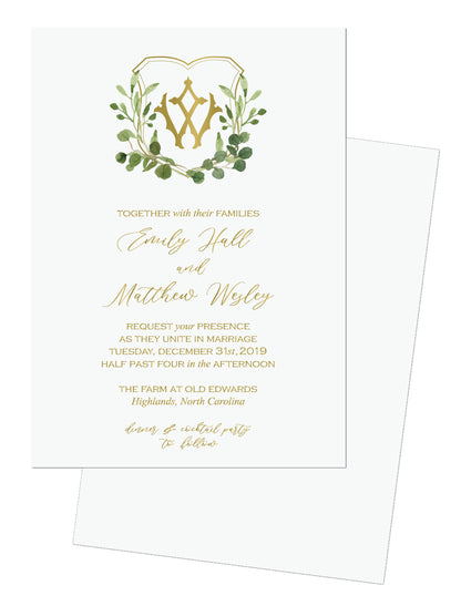 Monogram Crest Wedding Invitation