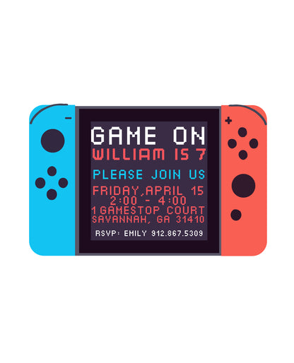 🎮Video Game Switch Birthday Invitation