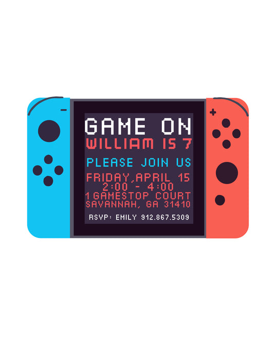 🎮Video Game Switch Birthday Invitation