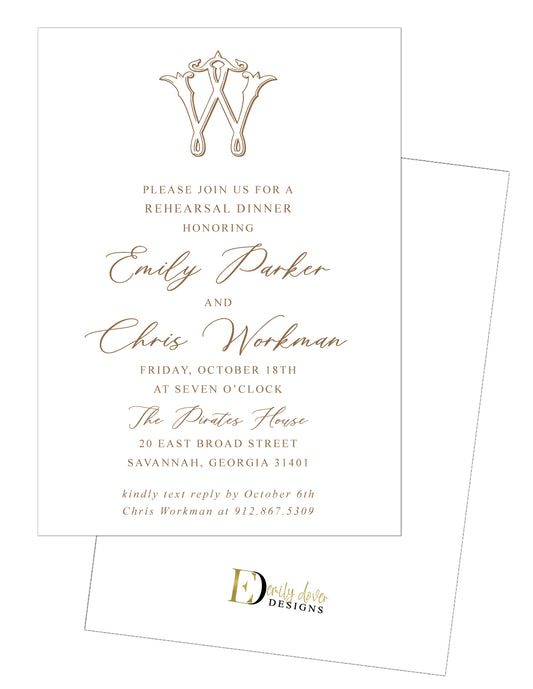 Monogram Rehearsal Dinner Invitation