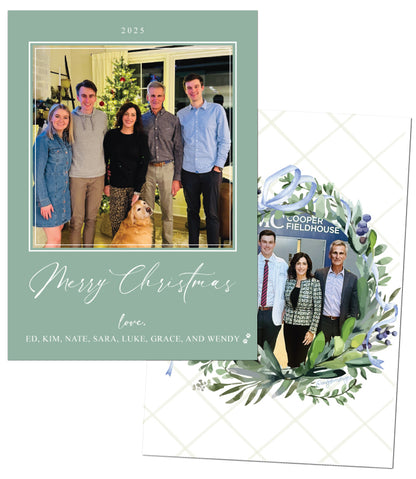Custom Christmas Card with liner and addressed envelopes