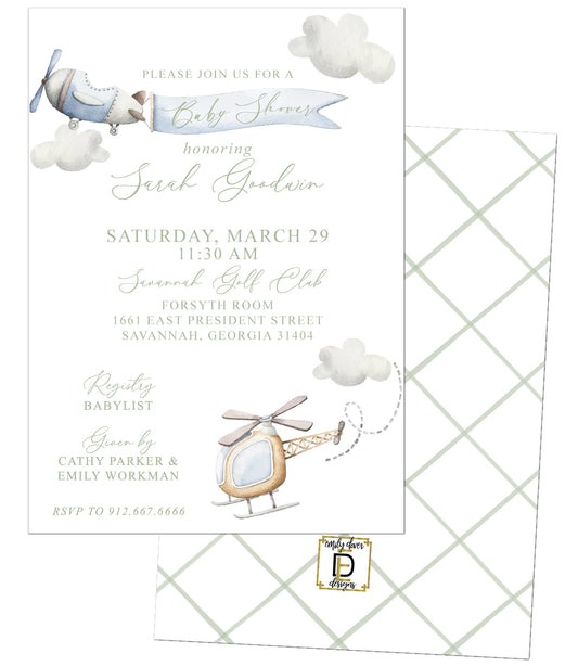 Airplanes Baby Shower Invitation