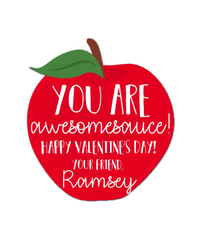 Awesome Sauce Cutout Valentines Tags