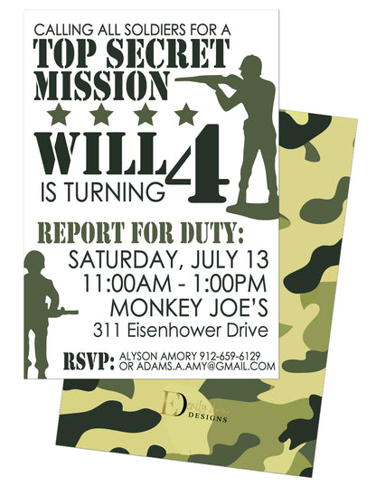 🪖 Army Birthday Invitation