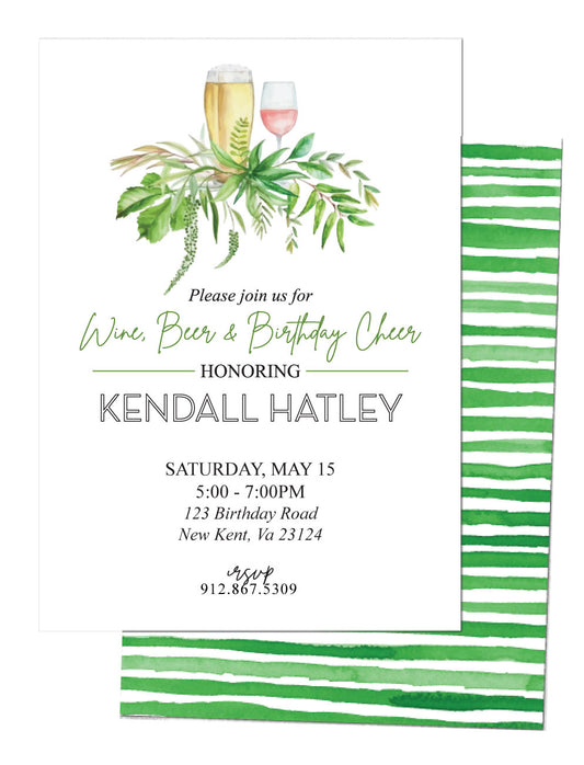 🍷Beer Wine and Birthday Cheer Invitation