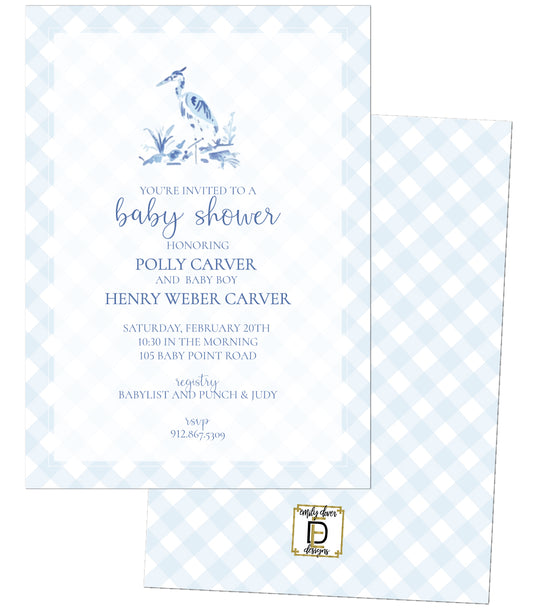 Heron Baby Shower Invitation