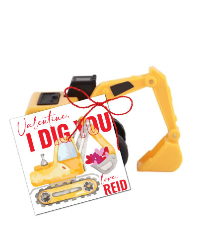 Excavator Valentines Tags