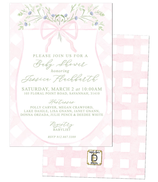 Floral Crest Baby Shower Invitation