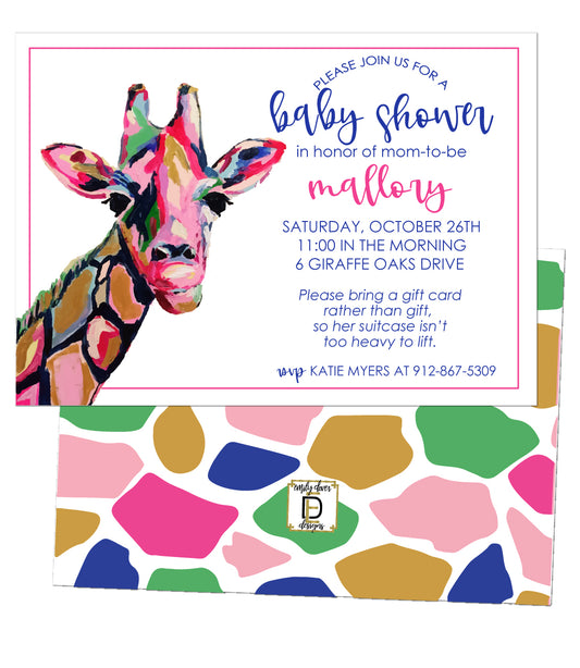 Abstract Giraffe Baby Shower Invitation