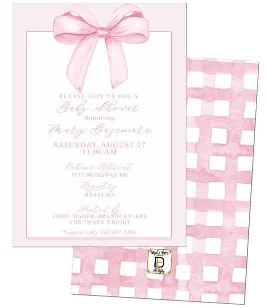 Bow Baby Shower Invitation