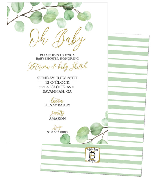 Greenery Baby Shower Invitation