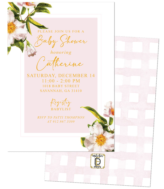 Hibiscus Baby Shower Invitation
