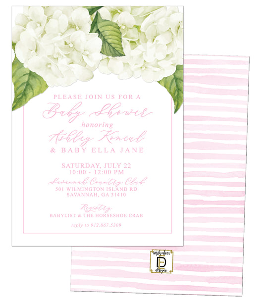 Hydrangea Baby Girl Shower Invitation