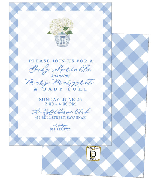Hydrangea Baby Boy Shower Invitation