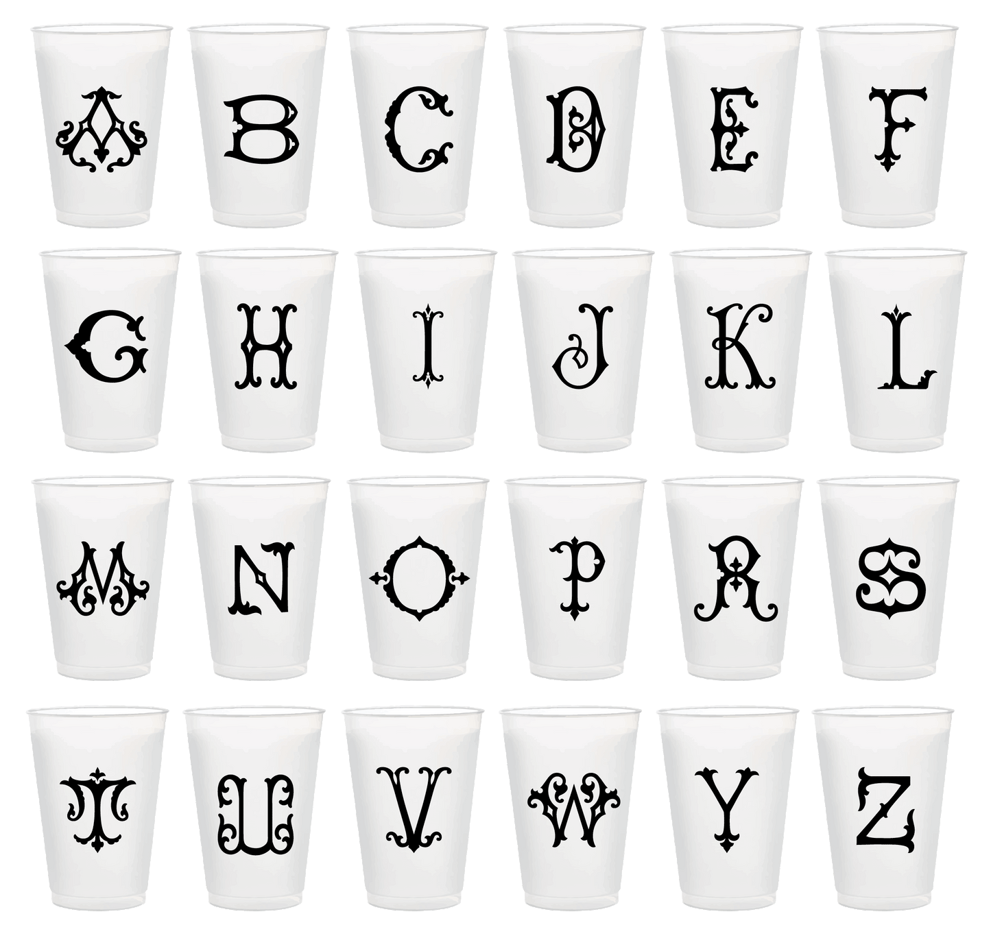Single Letter Monogram 16oz frosted cups
