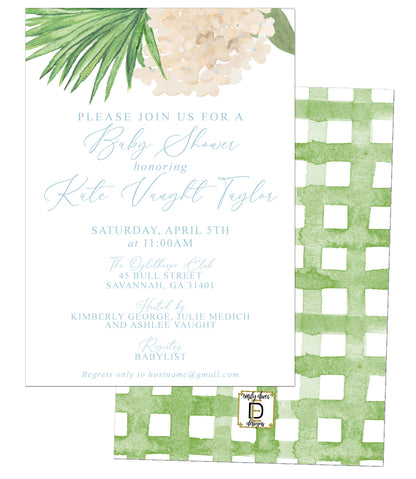 Hydrangea Palm Baby Shower Invitation