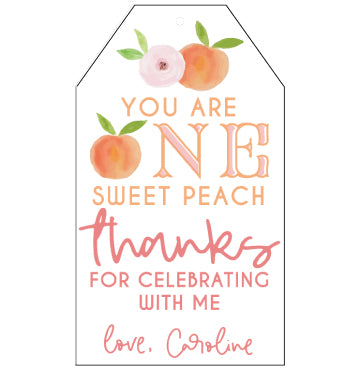 Peaches Favor Tags