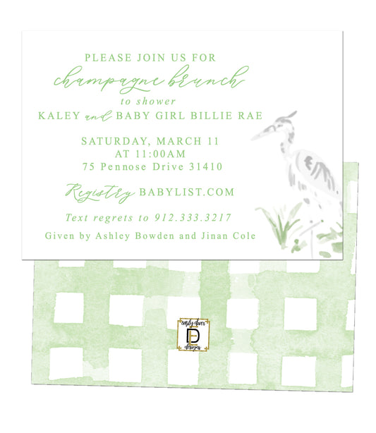 Heron Baby Shower Invitation