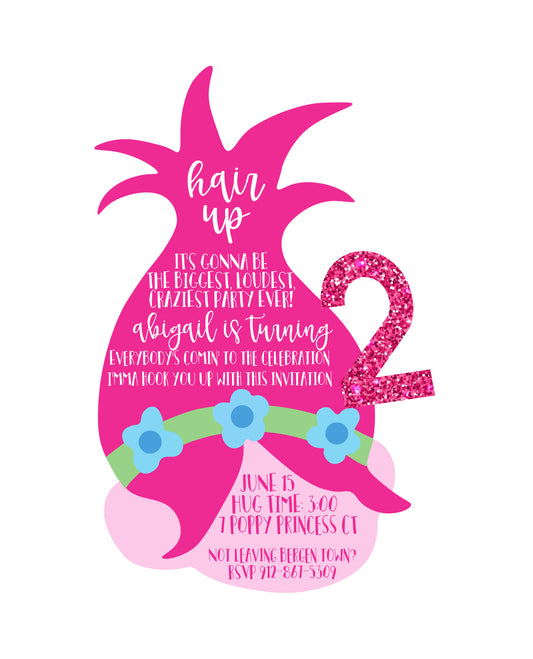 🌈Trolls Birthday Invitation