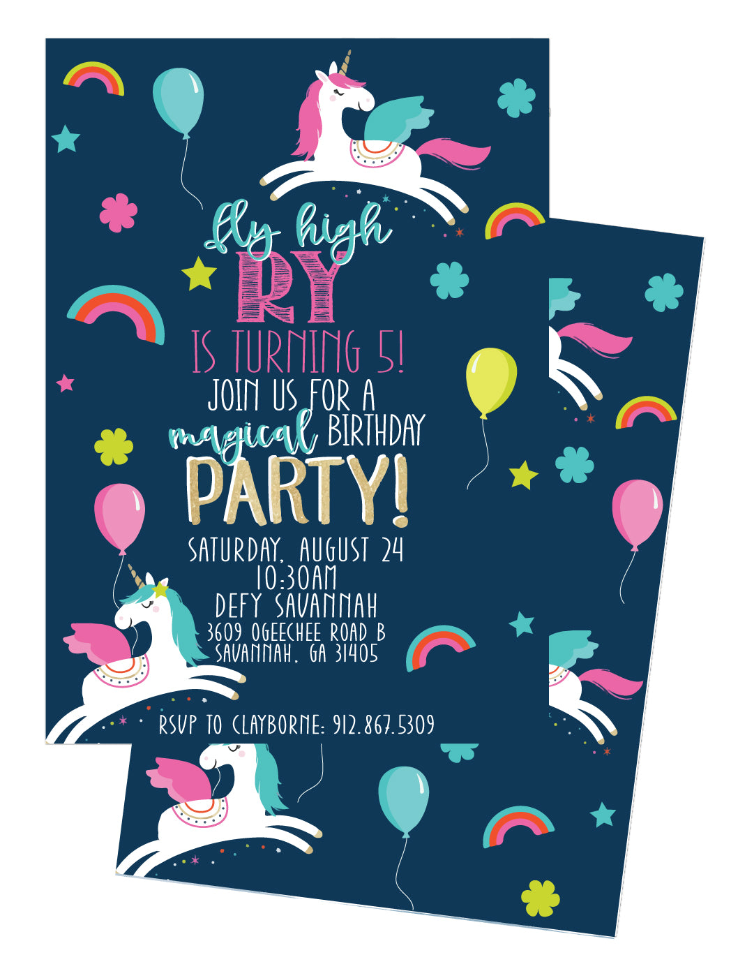 🦄 Magical Unicorn Birthday Invitation