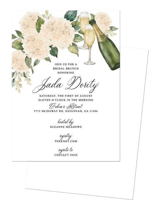 Hydrangeas & Bubbles Bridal Shower Invitation